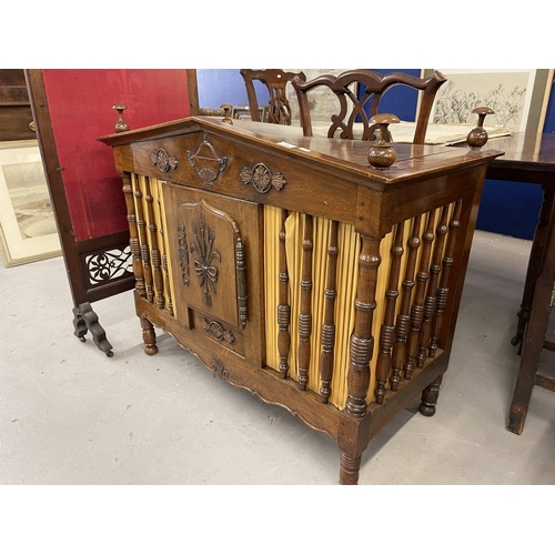 108 - 19th cent. 19th cent. Elements and later French walnut food hutch with a hinged top, the classical p... 