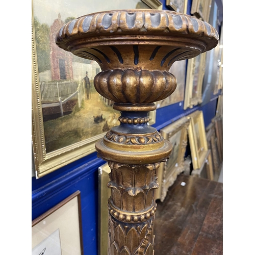 120 - Furniture: Furniture: Carved wooden torchiere, gilt and polychrome c1880-1900. carved with acanthus ... 