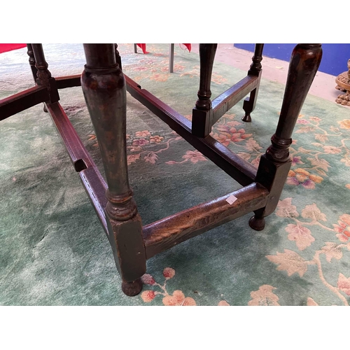 121 - Furniture: Furniture: Late 18th century English oak gate leg table with original drawer to end rail.... 