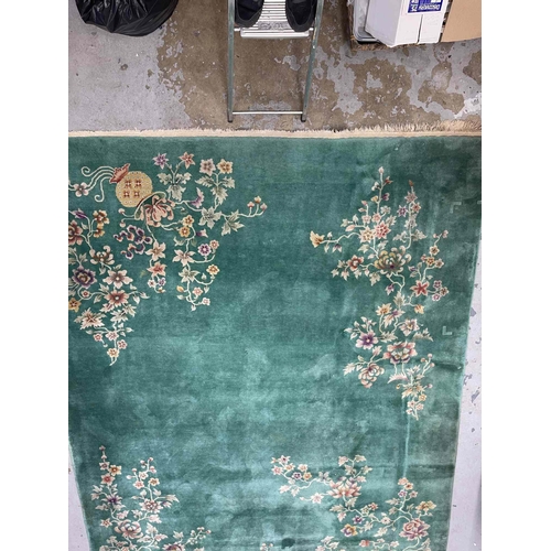 124 - Carpets & Rugs: Carpets & Rugs: Late 20th cent. Washed Chinese carpet, green ground decorated wi... 