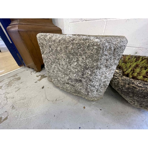 129 - Gardenalia; Gardenalia: One granite stone trough early 19th cent, 66cm x 50cm x 38cm high... 