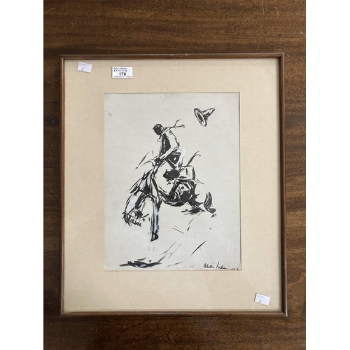 178 - Scandinavian School: Scandinavian School: 'Rodeo Rider' mixed media (predominantly ink) signed lower... 