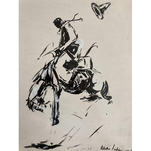 178 - Scandinavian School: Scandinavian School: 'Rodeo Rider' mixed media (predominantly ink) signed lower... 