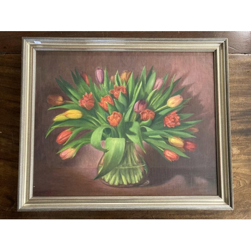 182 - Scandinavian School: Scandinavian School: Mid-20th cent. Oil on board a large still life of flowers ... 