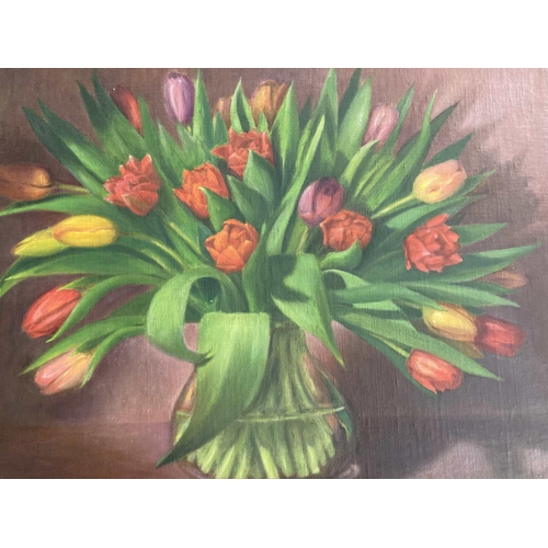 182 - Scandinavian School: Scandinavian School: Mid-20th cent. Oil on board a large still life of flowers ... 