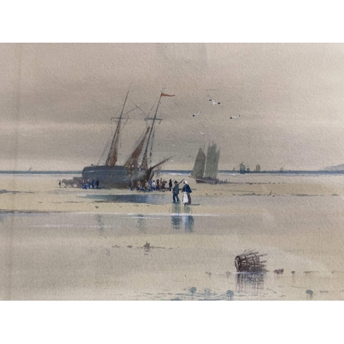 194 - Albert Proctor (British, active 1885-1904): Watercolour, 'Beached Vessel'. 9ins. x 14ins.... 