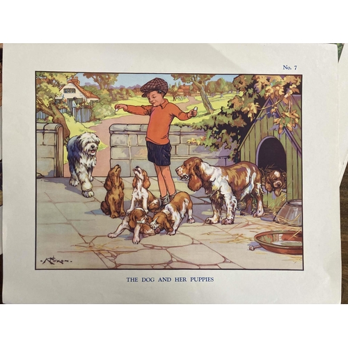 223 - Artwork: Artwork: A part set of 1930s school posters depicting home and rural life. Each measuring a... 