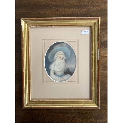 225 - 19th cent. English School: 19th cent. English School: Unsigned portraits of ladies, 20cm to 12cm. (3... 