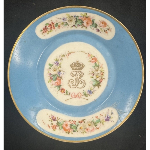 235 - Sevres: Sevres: Porcelain coffee can and saucer c1840s, Royal monogram for Louis Philippe, makers ma... 