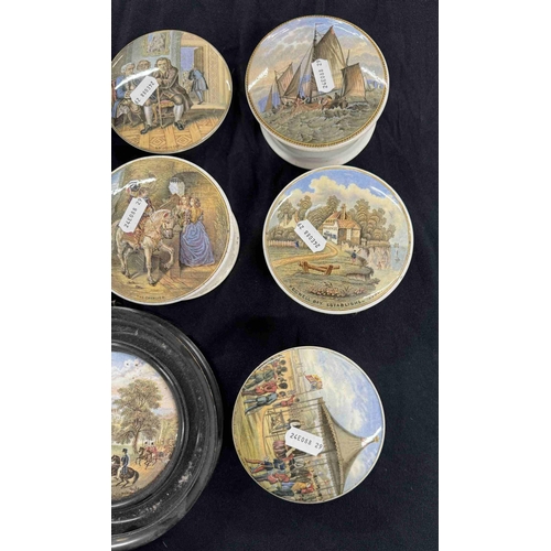 259 - Decorative Arts: Decorative Arts: A collection of Prattware pot lids, four framed, together with six... 