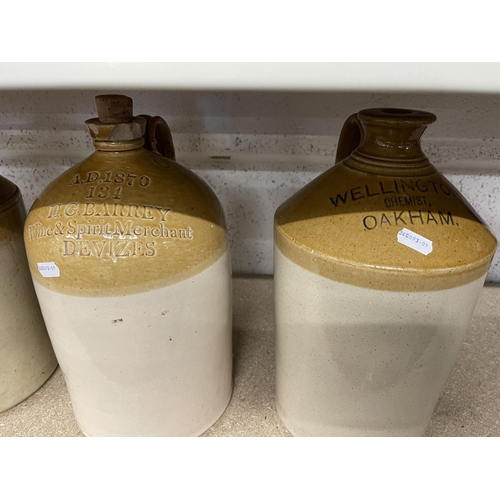 28 - Kitchen: Kitchen: A group of 8 stoneware vessels some with stoppers and handles. Late 19th cent. c18... 