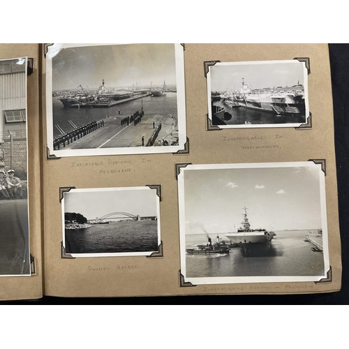 301 - Military: Military: Album of photos from WWII and later showing H.M.S. Implacable, the crew, escort ... 