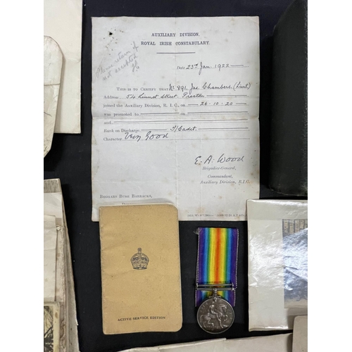 309 - Military: Military: Medals WWI pair to Leut. J Chambers serving with The Loyal North Lanc's Regt. in... 