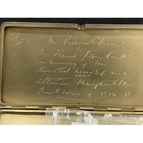 325 - Militaria: Militaria: A silver cigarette case, Birmingham 1915, bearing a presentation inscription f... 