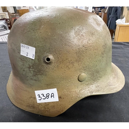 338a - Third Reich: Third Reich: German Second World War M40 Steel Helmet painted in three colour Normandy ... 