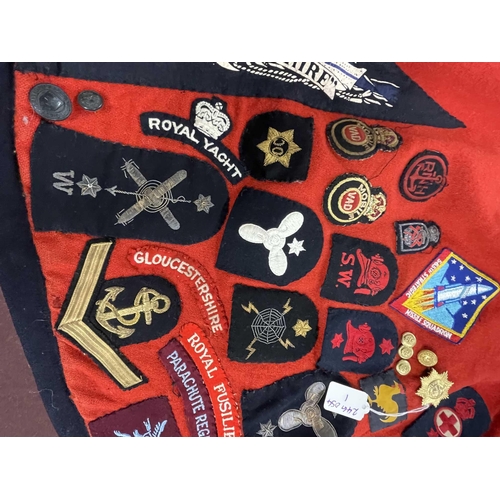 340 - WWII Voluntary Aid detachment nurses corridor clock, decorated with many Royal Navy ship's cap sashe... 