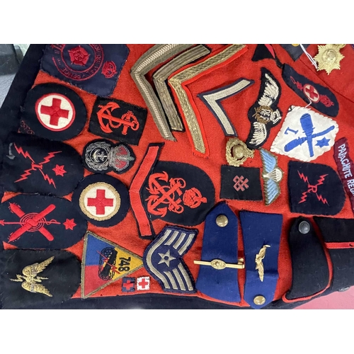 340 - WWII Voluntary Aid detachment nurses corridor clock, decorated with many Royal Navy ship's cap sashe... 