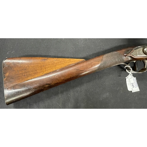 344 - Firearms: Firearms: Flintlock smooth bore musket, rounded lock chased decoration to lock plate and t... 