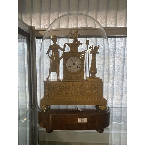 399 - Clocks: Clocks: An early 19th century gilt bronze automaton mantel clock by Alibert of Paris, with m... 