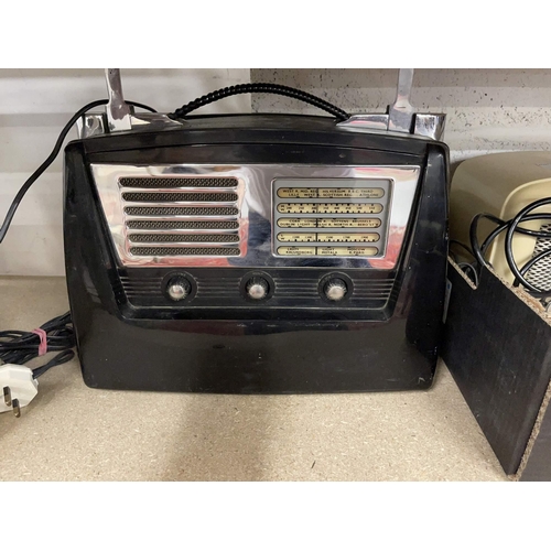 42 - Audio: Audio: A white bakelite cased Portadyne Minx radio, a Kloster Brandes 'toaster' radio, a Ferr... 