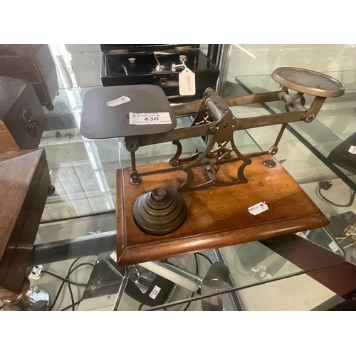 430 - Scientific Instruments: / Furniture: Scientific Instruments: / Furniture: Brass postal balance scale... 