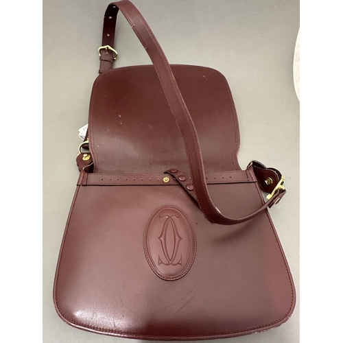 456 - Fashion: Fashion: Cartier shoulder brown leather saddle bag type, fitted interior unlined, interior ... 