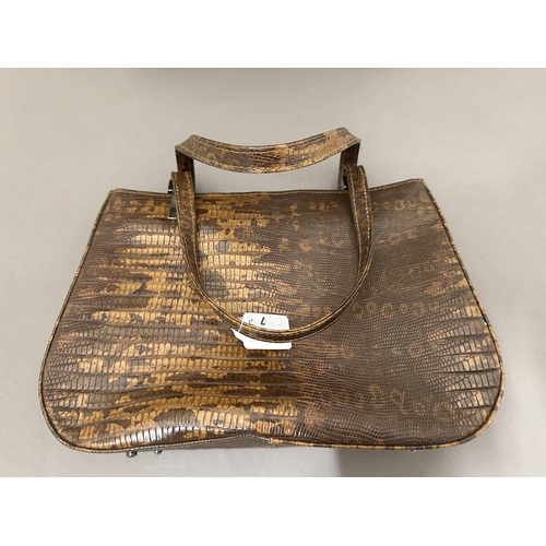 459 - Fashion: Fashion: Handbags, Kurt Geiger light & dark tan snakeskin, Mappin & Webb brown skin... 