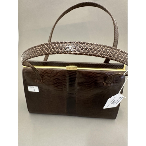 459 - Fashion: Fashion: Handbags, Kurt Geiger light & dark tan snakeskin, Mappin & Webb brown skin... 