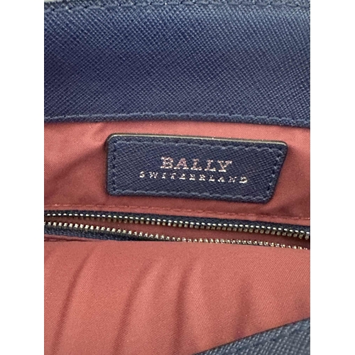 460 - Fashion: Fashion: Bally navy-blue leather, Supra shoulder/Tote bag with red & white vertical ban... 