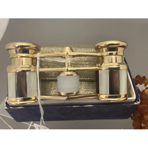 475 - Mid 20th cent. Mid 20th cent. Abalone and mother of pearl opera glasses with case and box. Plus two ... 