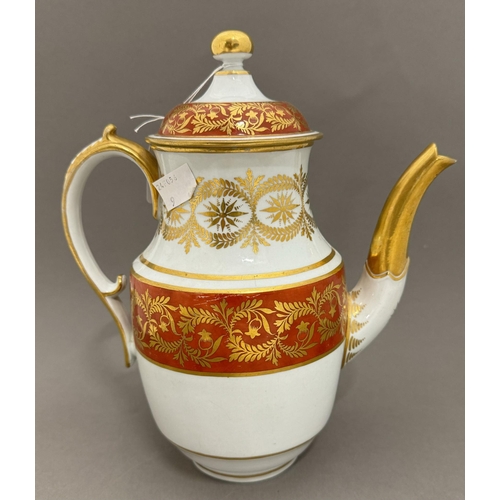 515 - Ceramics: Ceramics: A Barr, Flight and Barr coffee pot, c.1810, decorated with a wide band of gilt f... 