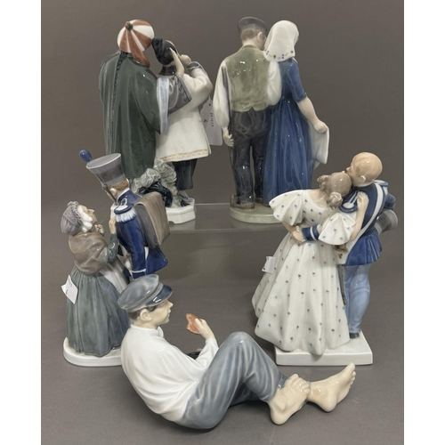 523 - Ceramics: Ceramics: Five Royal Copenhagen figural groups, to include 'The Emperor And The Nightingal... 