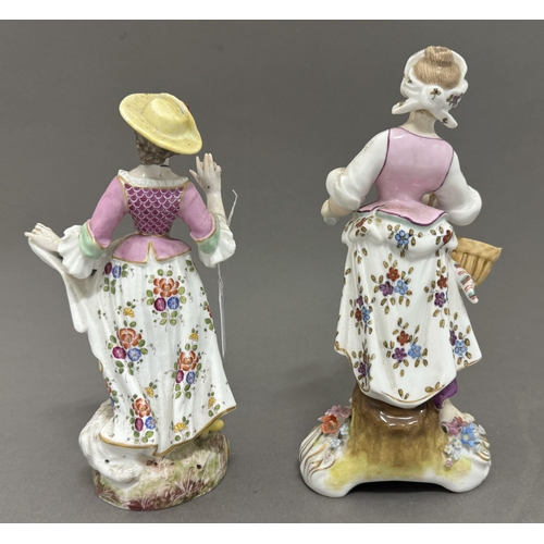 526 - Continental Ceramics: Continental Ceramics: A 19th century porcelain figurine of a shepherdess and a... 