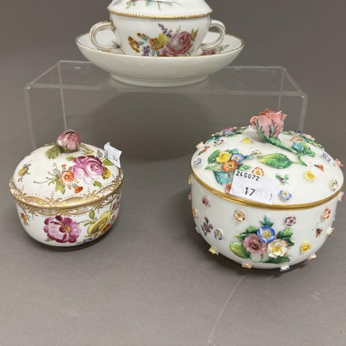 528 - 19th cent. German Ceramics: 19th cent. German Ceramics: Chocolate cup, lid and saucer possibly Meiss... 