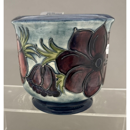 580 - Ceramics: Ceramics: A Moorcroft Pottery planter painted with the Anemone pattern to a pale blue grou... 