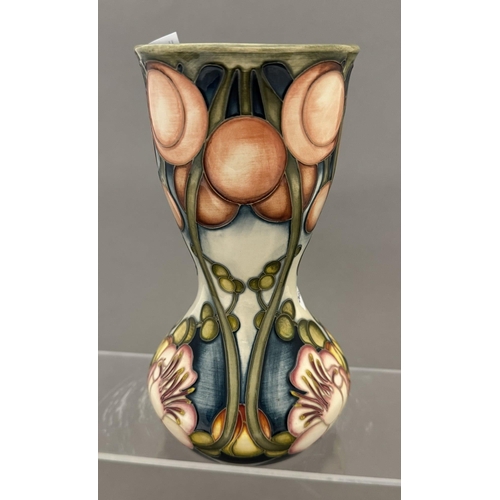 585 - Ceramics: Ceramics: A 2003 Trial Moorcroft Pottery Cannonball Tree pattern tube lined vase of waiste... 