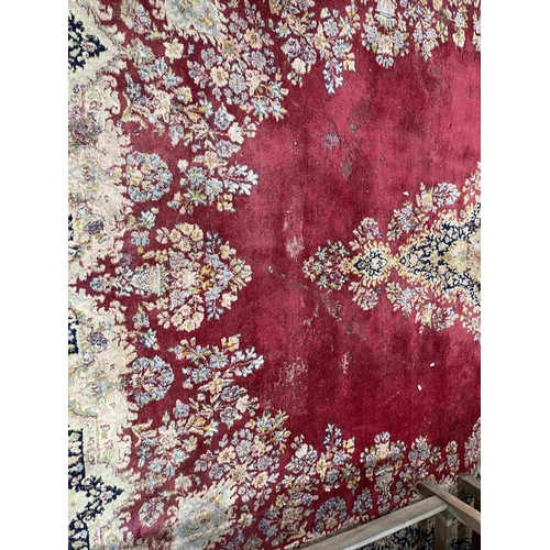 60 - Rugs & Carpets: Rugs & Carpets: Early 20th cent. British carpet, red ground with central floral ... 