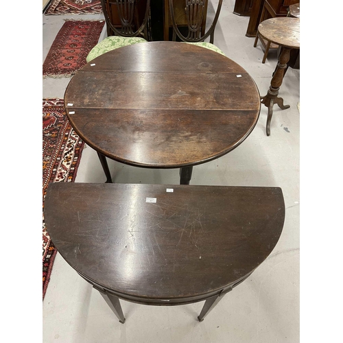 61 - Furniture: Furniture: George III mahogany drop leaf table, the oval top above a gate leg action with... 