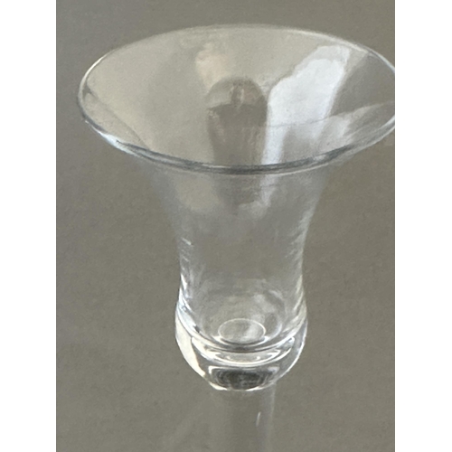 622 - Glassware: Glassware: Three wine glasses, mid 18th century, one with a bell bowl on a plain stem, an... 