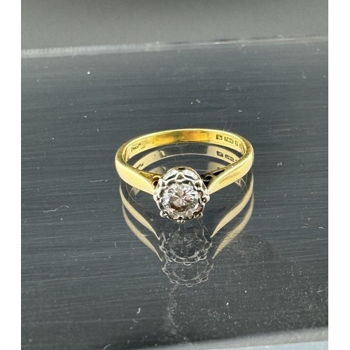 666 - Jewellery: Jewellery: An 18ct yellow gold and solitaire diamond ring, the stone approximately 0.25ct... 