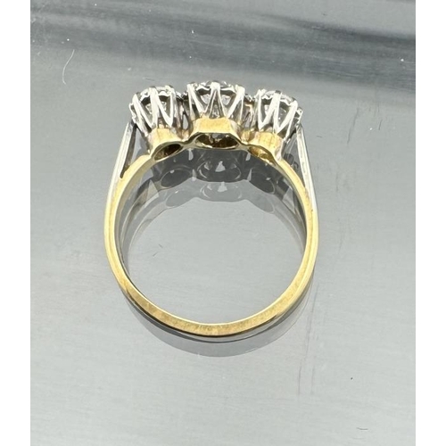 674 - Jewellery: Jewellery: 18ct gold three stone diamond ring, 0.8ct, size K, total weight 2.7g.... 