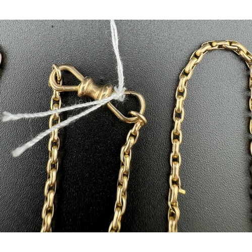 707 - Jewellery: Jewellery: A 9ct gold long guard chain with swivel clasp, 152g. Marked 9c to both clasp a... 