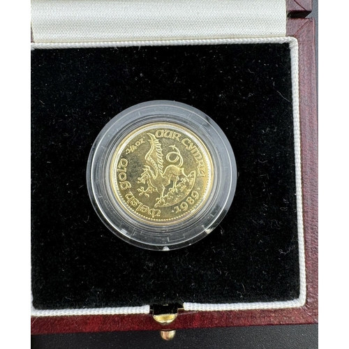 727 - Coins: Coins: An 18ct gold coin, 'The Welsh Medallion', one of a limited edition of 3,000 produced i... 