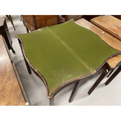 74 - Furniture: Furniture: George III Regency serpentine fold-over tea table on square cut moulded suppor... 