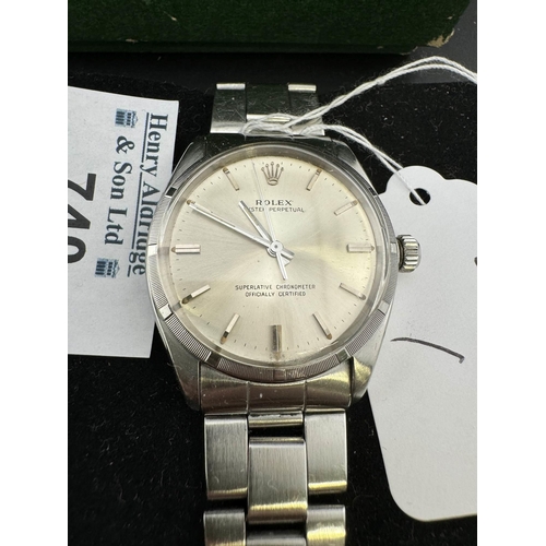 740 - Watches: Watches: Rolex Oyster Perpetual stainless steel wristwatch, Ref 1003 with original box, ext... 