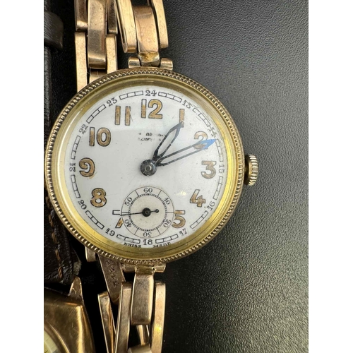 747 - Watches: Watches: A ladies 9ct gold cased wristwatch by Benson, in a Borgel style screw front case w... 