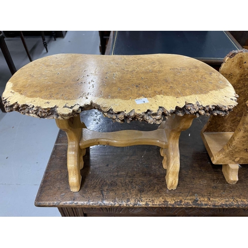 75 - 20th cent. 20th cent. Burr wood magazine holder and side table