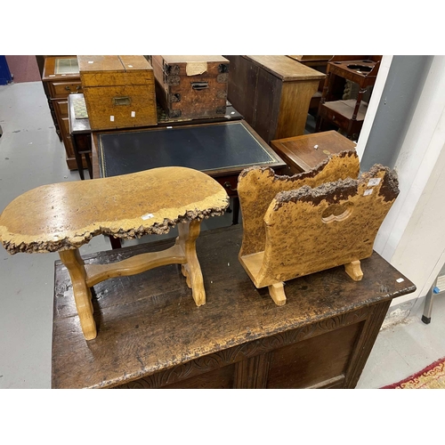 75 - 20th cent. 20th cent. Burr wood magazine holder and side table