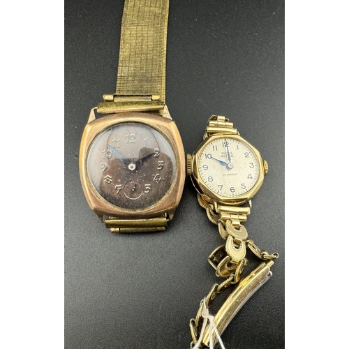 755 - Watches: Watches: A ladies 9ct gold cased Smiths Astral wristwatch on a plated strap in original ret... 