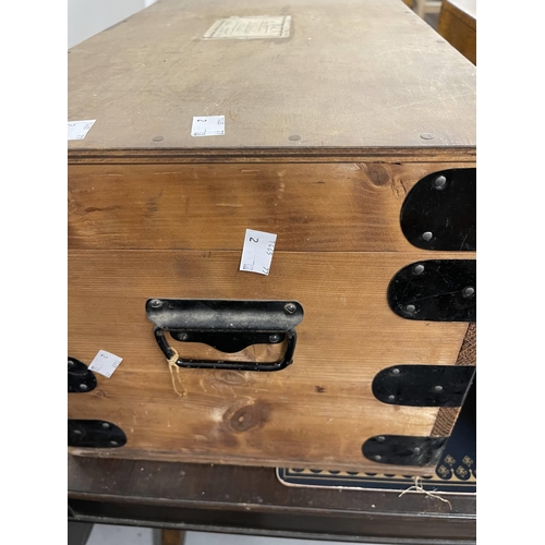 82 - 19th cent. 19th cent. Oak silver chest, 60cm x 33cm. Plus a later pine example.